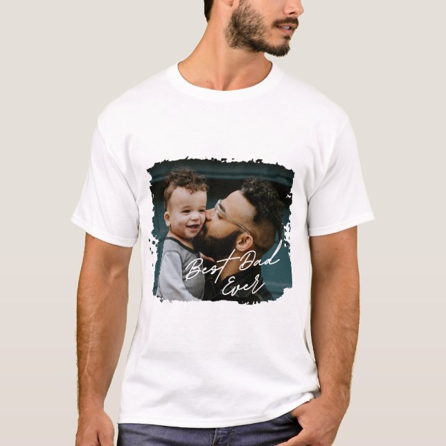 Photo Gift för bästa Pappa någonsin-Anpassningsbar T Shirt (Framsida)