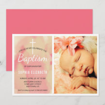 Photo Girl Baptism, Watercolor Rosa och Guld