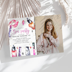 Photo Girly Spa-Födelsedagsfest Inbjudningar