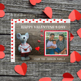 Photo Glad Alla hjärtans dag Red Heart Rustic Wood Julkort