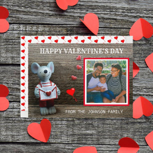 Photo Glad Alla hjärtans dag Red Heart Rustic Wood Julkort