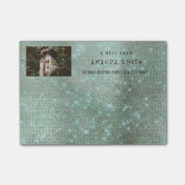 Photo Glam Anpassningsbar Teal Sparkly Diamond Seq Post-it Block