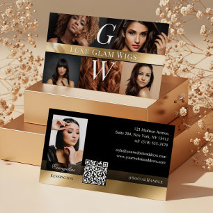 Photo Glam Professional Wig Monogram Svart Guld Visitkort