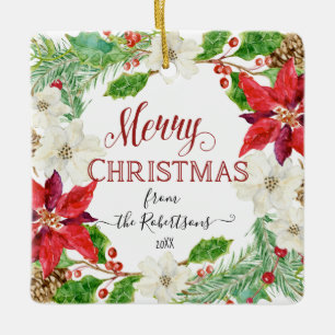 PHOTO God jul Blommigt Watercolor Art Art Julgransprydnad Keramik