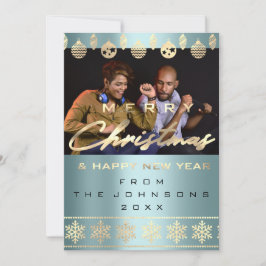 Photo God jul Gott nytt år Blue Julkort