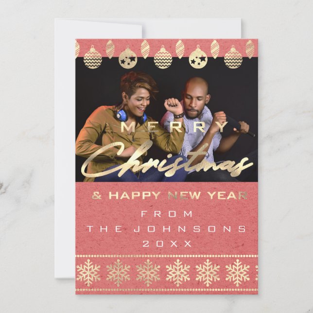 Photo God jul Gott nytt år Coral Julkort (Framsida)