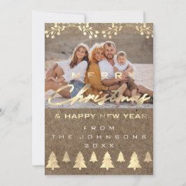 Photo God jul Gott nytt år Kraft Guld Julkort