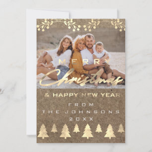 Photo God jul Gott nytt år Kraft Guld Julkort