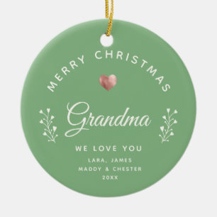 Photo God jul Grandma Ro Guld Grönt Julgransprydnad Keramik