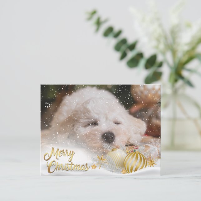 Photo God jul Snö Overlay Budget Guld Helg Vykort (Stående Fram)