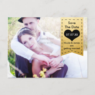 PHOTO Gold Foil & Black SPARA DATUM-vykort Meddelande Vykort