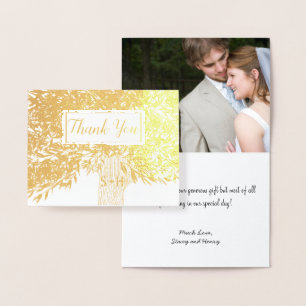 Photo Gold Foil Initialer Träd Trunk Tack Folierat Kort