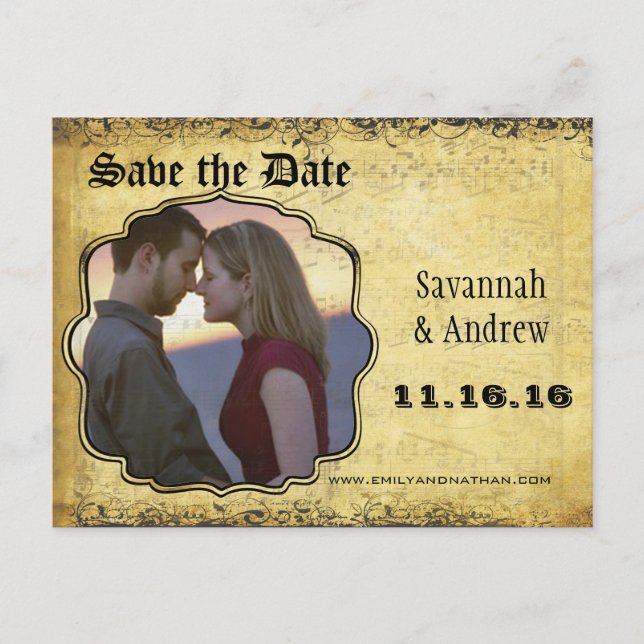 Photo Golden Gult Heart Löv Träd Spara datum Meddelande Vykort (Framsida)