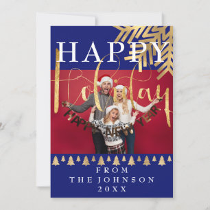 Photo Gott nytt år Helgdag Blue Navy Guld Julkort