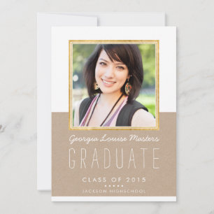 PHOTO GRAD ANNOUNCEMENT coola luxe guld ram Inbjudningar