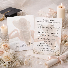 Photo Graduation Invitation with Script Typography Kort