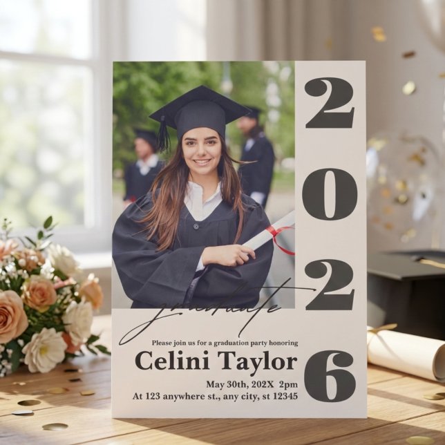 Photo Graduation Party Invitation 2026 - Custom Inbjudningar (Photo Graduation Party Invitation 2026)