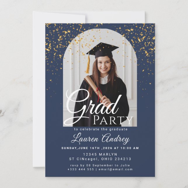 Photo Graduation Party Invitation Inbjudningar (Framsida)