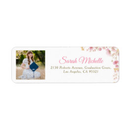 Photo Graduation Return Address Labels Floral Returadress Etikett
