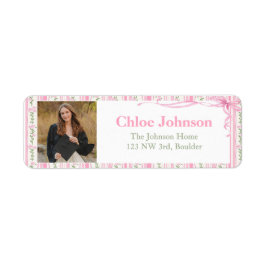 Photo Graduation Return Address Labels Pink Bow Returadress Etikett