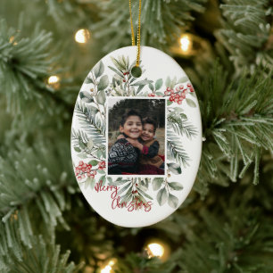 Photo Gräs Greenery Holly Red God jul Julgransprydnad Keramik
