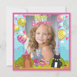 Photo Grattis på födelsedagen for Young Girl Squar Kort