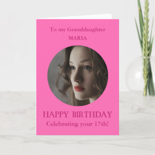 Photo Grattis på födelsedagen GrandDotter 17 ROSA  Kort