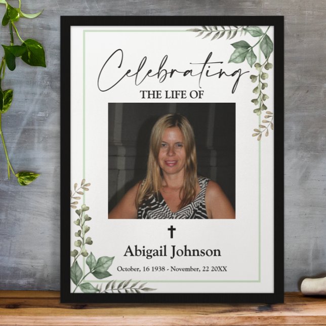 Photo Greenery Celebrating the life Funeral Poster (Skapare uppladdad)