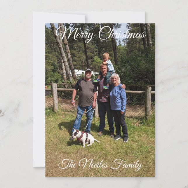 Photo Greeting Card Merry Christmas Customize  Julkort (Framsida)