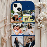 Photo Grid 6 Bilder Namn eller Initialer Blue