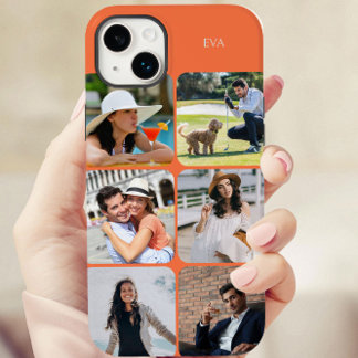 Photo Grid 6 Bilder Namn eller Initialer Orange