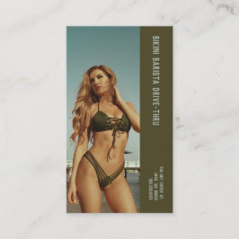 Photo Grönt Bikini Barista Dubbla Nummer Kaffe Lojalitetskort