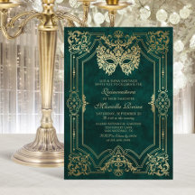 Photo Grönt Guld Masquerad Quinceanera