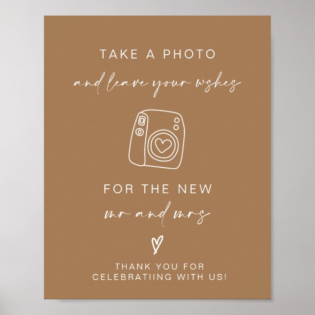 Photo Guestbook | Modern Minimalistisk Bröllop-sig Poster (Framsidan)