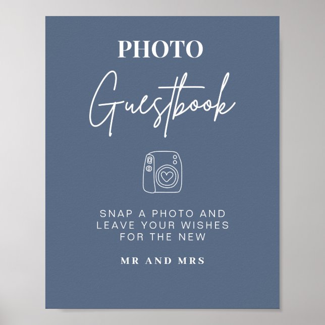 Photo Guestbook | Modern Minimalistisk Bröllop-sig Poster (Framsidan)