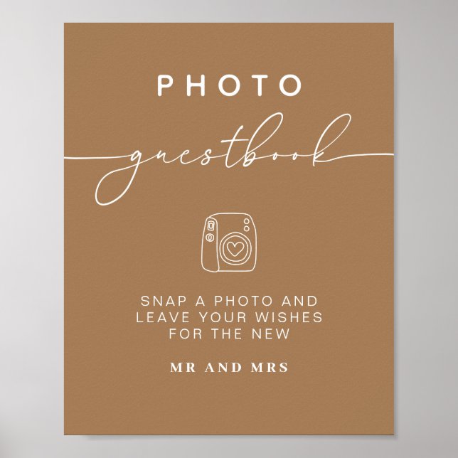 Photo Guestbook | Modern Minimalistisk Bröllop-sig Poster (Framsidan)