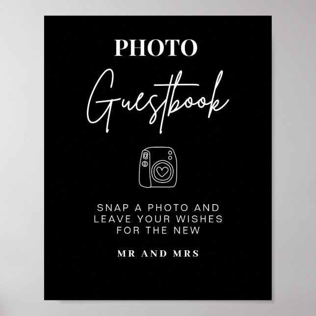 Photo Guestbook | Modern Minimalistisk Bröllop-sig Poster (Framsidan)