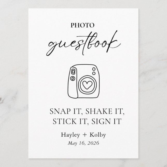 Photo Guestbook Table Top Sign/Card for Framing (Framsida)