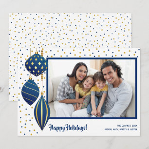 Photo Guld Blue Julgran Ornaments Julkort