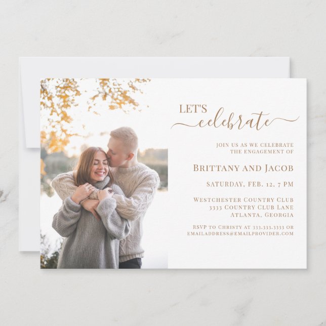 Photo Guld Bröllop Förlovningsfest Inbjudningar (Framsida)