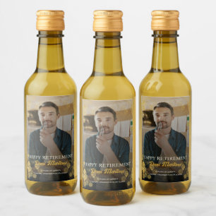 Photo Guld Confetti Lycklig Pension Party Vinetikett