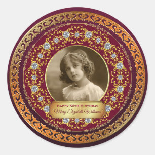 Photo Guld Copper Commemorative Diamonds Burgundy Runt Klistermärke