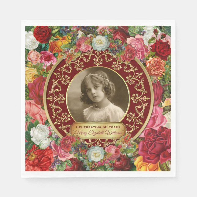 Photo Guld Gorgous Ro minneshögtid i Burgundy Pappersservett (Framsidan)