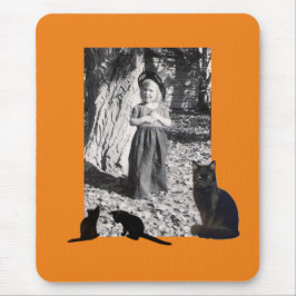 Photo Halloween Costumed Child Svarta katter Orang Musmatta