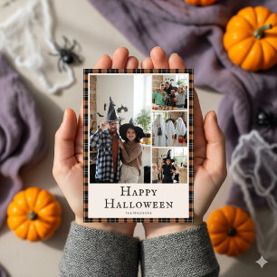 Photo Halloween Play Tartan Orange Black Julkort