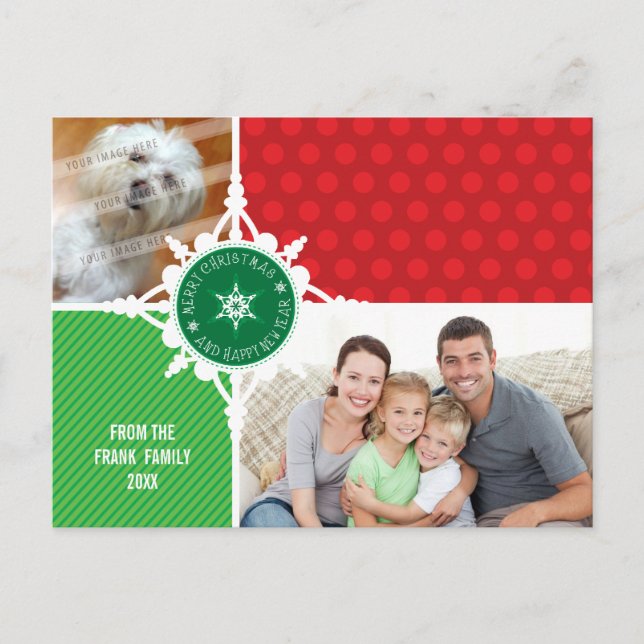 PHOTO HÄLSNING POSTCARD: snöflingan dissekerad 2 Helg Vykort (Framsida)