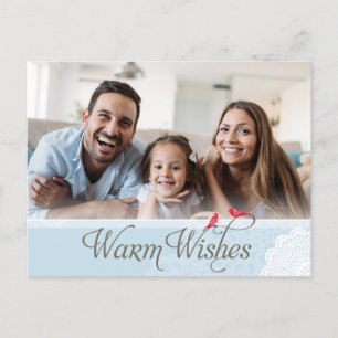 PHOTO HÄLSNING POSTCARD söt varmt önskemål blue Helg Vykort