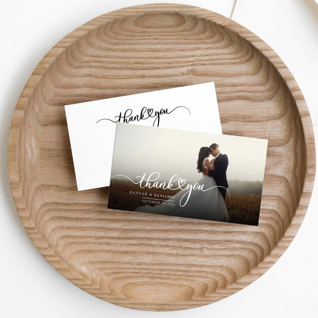 Photo Hand-Lettered Bröllop Tack Anteckningskort (Skapare uppladdad)