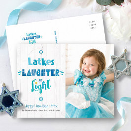 Photo Hanukah Latkes LaughLight Rustic Wood Helg Vykort
