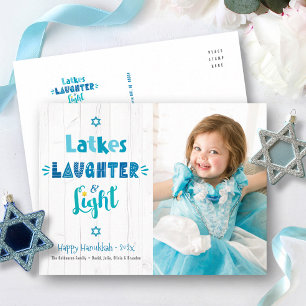 Photo Hanukah Latkes LaughLight Rustic Wood Helg Vykort